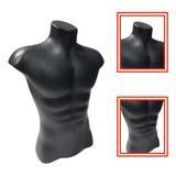 Manequim Masculino Preto Busto Meio Corpo De Plástico Loja