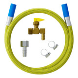 Mangueira Aço Inoxidável 120cm C Registro Instalação Gás Gn