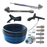 Mangueira Compressor 1 4 20 Metros Kit Calibrador Pneu Bicos