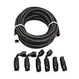 Mangueira De Combustível LTI 3 Pés AN6 3 8 CPE Óleo Gás Combustível Mangueira Nylon E Aço Inoxidável Trançado Com Extremidades De Mangueira Giratória De Encaixe AN 6 Preto AN6