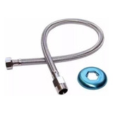 Mangueira Engate Flexível Aço Inox 40 Cm 1 2 Entrada Acabamento Cromado Cor Prateado