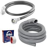 Mangueira Entrada - Saida Água Máquina De Lavar Universal 1-2m Metros Cinza - Fita Veda Rosca - Ledmang