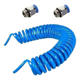 Mangueira Espiral Pu 8mm 20 Metros Com 2 Engates Rosca 1 4