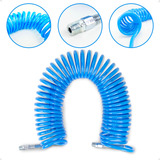 Mangueira Espiral Pu 8mm Tubo Flexível C Conexões Nas Ponta Cor Azul