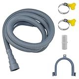 Mangueira Universal De Drenagem Para Máquina De Lavar E Lava-louças- Kit De Extensão Ondulada Flexível Com 1 Adaptador- 2 Grampos E Suporte De Dobra Em U