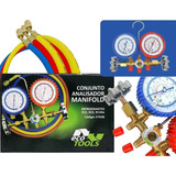 Manifold Ar Condicionado Split R12 R22 R404a R134a Et636 Mangueiras 1 4 90cm