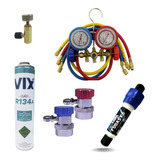 Manifold Auto R134 engate 1gás R134a 750g válvula tapa Fug