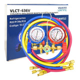 Manifold Com Manômetro Gás R134a 3 Mangueiras 90cm Ar Cond