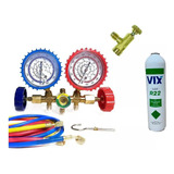 Manifold Lata Gás R22 800g Vix Valvula De Gás C Registo