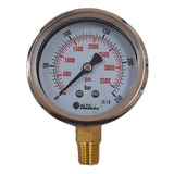 Manômetro 0 A 250 Bar Horizontal Com Glicerina Inox 63mm 1 4