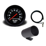 Manômetro 52mm Pressão Óleo 10kg Preto Kit Instalação Copo
