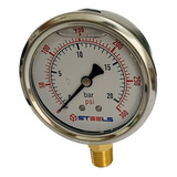 Manômetro Com Glicerina Saída Vertical 1 4 0 A 20 Bar 300psi