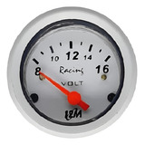 Manômetro De Voltimetro 12m Mostrador Branco 8 16v 52mm