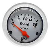 Manômetro De Voltímetro 12m Mostrador Prata 8 16v 52mm