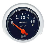 Manômetro De Voltímetro 12m Mostrador Preto 8 16v 52mm
