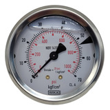 Manômetro Diam 63mm Escala 0 70 Kgf cm2 Horizontal Cx Inox