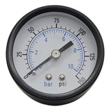 Manômetro Horizontal Rosca 1 4 Bsp Escala 0 A 10 Bar 150 Psi