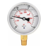 Manômetro Inox Glicerina 0 250 Bar Vertical 1 4 Visor 63mm