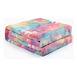 Manta Cobertor Casal Brilha No Escuro Estampado Unicórnio Tiedye Infantil Fluorescente Macia 2 00m X 1 80m Neon Theovitex