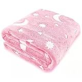 Manta Cobertor Mágica Micro Fibra Extra Macio Fluorescente Luminosa Brilha No Escuro Rosa