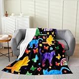 Manta Colorida De Gato 127 Cm X 152 Cm Cobertor Felpudo Colorido Arco íris Adorável Cobertor De Lã De Flanela Para Sofá Sofá Ultra Macio Gato Fofo Borboleta Arco íris Todas As Estações Cobertor De Pelúcia Borboleta