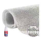 Manta De Strass 120cm X 22cm Prata Termocolante 1 Cola