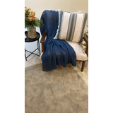 Manta Decortextil Tricô Trama Crochê 0 90 X 1 80m Azul Jeans