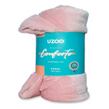 Manta Microfibra Casal Toque Peluche Lisa Conforto Uzoo Cor Ros