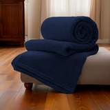 Manta Microfibra Lisa Casal Cobertor Soft 200x180cm Cor Azul marinho