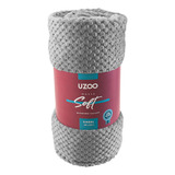 Manta Microfibra Soft Textura Casal Cinza 180x220cm Uzoo