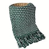 Manta Para Sofá Xalé Peseira 120x180cm Algodão Decorativa Cor Verde Musgo