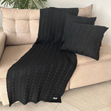 Manta Sofá Tricô Pezeira Cama Queen Com 2 Capas Decoração