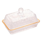 Manteigueira Cristal Fio De Ouro Com Tampa Petra 17cm Lyor