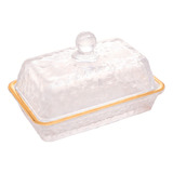 Manteigueira Cristal Martelado Tampa Fio De Ouro Petra Lyor