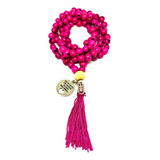 Mantra Japamala 108 Contas D Açaí Rosa Pingente Hoponopo 8mm