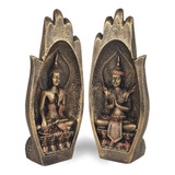 Mão Buda Híndu Namastê Enfeite Decorativo Resina Casal