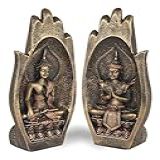 Mão Casal Buda Hindu Namastê Enfeite Decorativo Em Resina Palma Hamsa