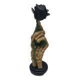 Mão Caveira Com Rosa Preta 30cm Resina Wicca Rock
