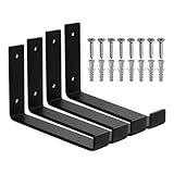 Mão Francesa Invertida 20cm Cantoneira Preta 4 Unidades Reforçada Industrial Suporte Aço Ferro