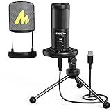 MAONO USB Microphone With Mic Gain Cardioid Studio Condenser Mic With Metal Pop Filter Shock Mount For Streaming Podcast Recording YouTube Twitch Compatible With PC Computer Laptop AU PM461TS 