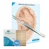 Mapa Acupuntura Auricular Ponto Cristal 70un Pinça Reta 12cm
