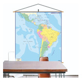 Mapa América Latina Banner Moldura Laminado