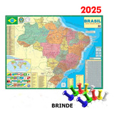 Mapa Brasil Atual Politico Rodovia 120x90 Cm 10 Alfinetes