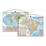 Mapa Brasil Mundi Banner Moldura Laminado Gigante Politico