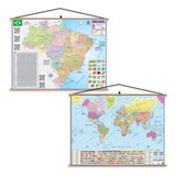 Mapa Brasil Mundi Banner Pendurar Politico Escolar Poster
