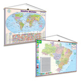 Mapa Brasil Mundi Politico Poster Banner Moldura Escolar
