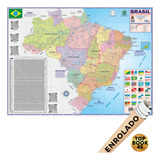 Mapa Brasil Politico Escolar Rodoviario Enrolado Poster