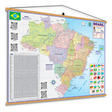 Mapa Brasil Politico Moldura Banner Pendurar Escolar