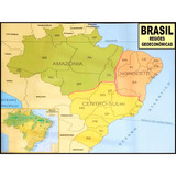 Mapa Brasil Regiões Econômicas Escolar Poster Geográfico Politico