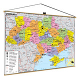 Mapa Da Ucrânia Politico Banner Poster Geográfico Geo Politico Decorativo